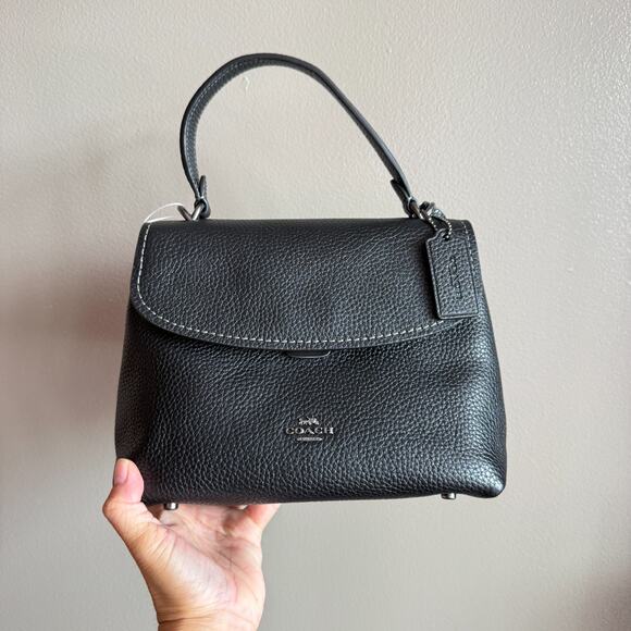 Coach Emory Top Handle Bag CCE53 pebbled leather/Gunmetal/Black